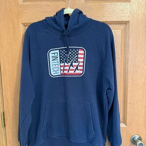 Fintech Men's hoodie size xl Navy Blue sweatshirt fishing outdoors